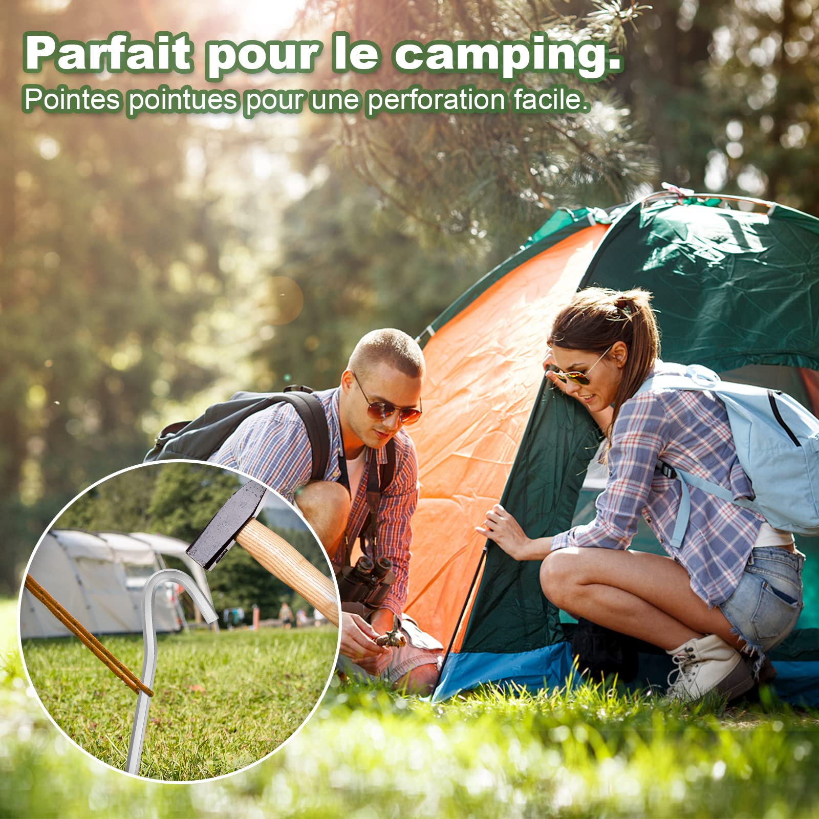 12 Picchetti Da Tenda In Lega Di Alluminio 6061, 18 Cm, Con Gancio Antiscivolo, Leggeri E Resistenti, Per Campeggio E Trekking - 2