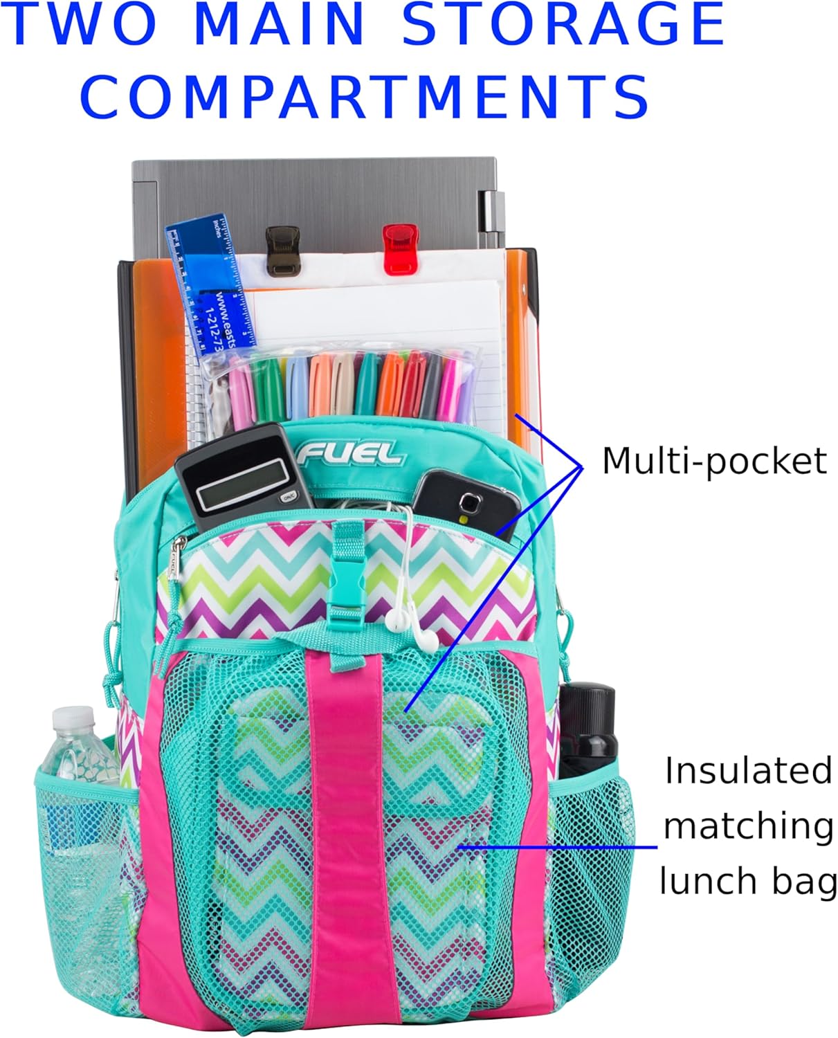 FUEL Travel Backpack Cooler Bag Lunchbox for Work Insulated Cooler Bag Lunch Bag Work Hiking Water Bottle Pockets