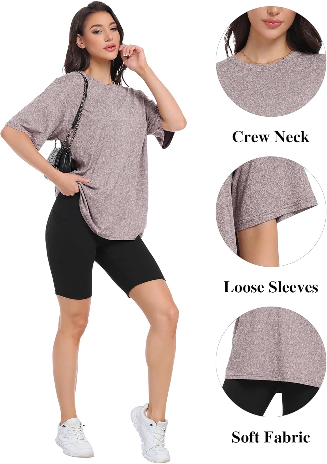 HOPLYNN 3 Pack Womens Oversized T Shirts Loose Fit Crew Neck Summer Short Sleeve Plus Size Tops 2026 Fashion Workout Tees - Image 5