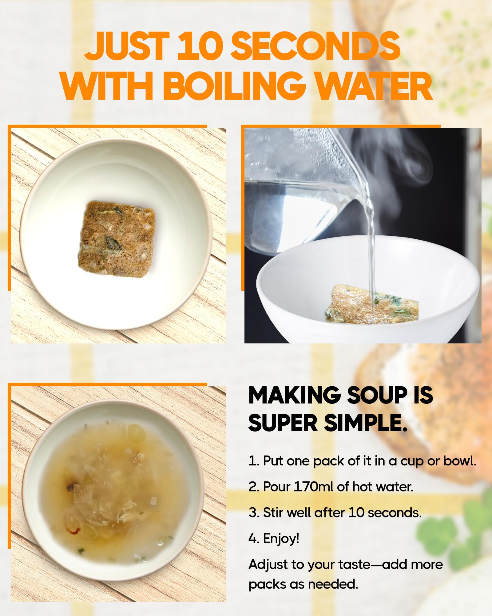 COELO Bugeo Haejangguk 10g x 10Packs (Total 3.5oz) | Korean-Style Dried Pollack Broth Soup | Easy Cook freeze-Dried Block | Authentic Korea Flavor Instant Soup Single Serve Bugeot Stew K-Food 북어국 해장국