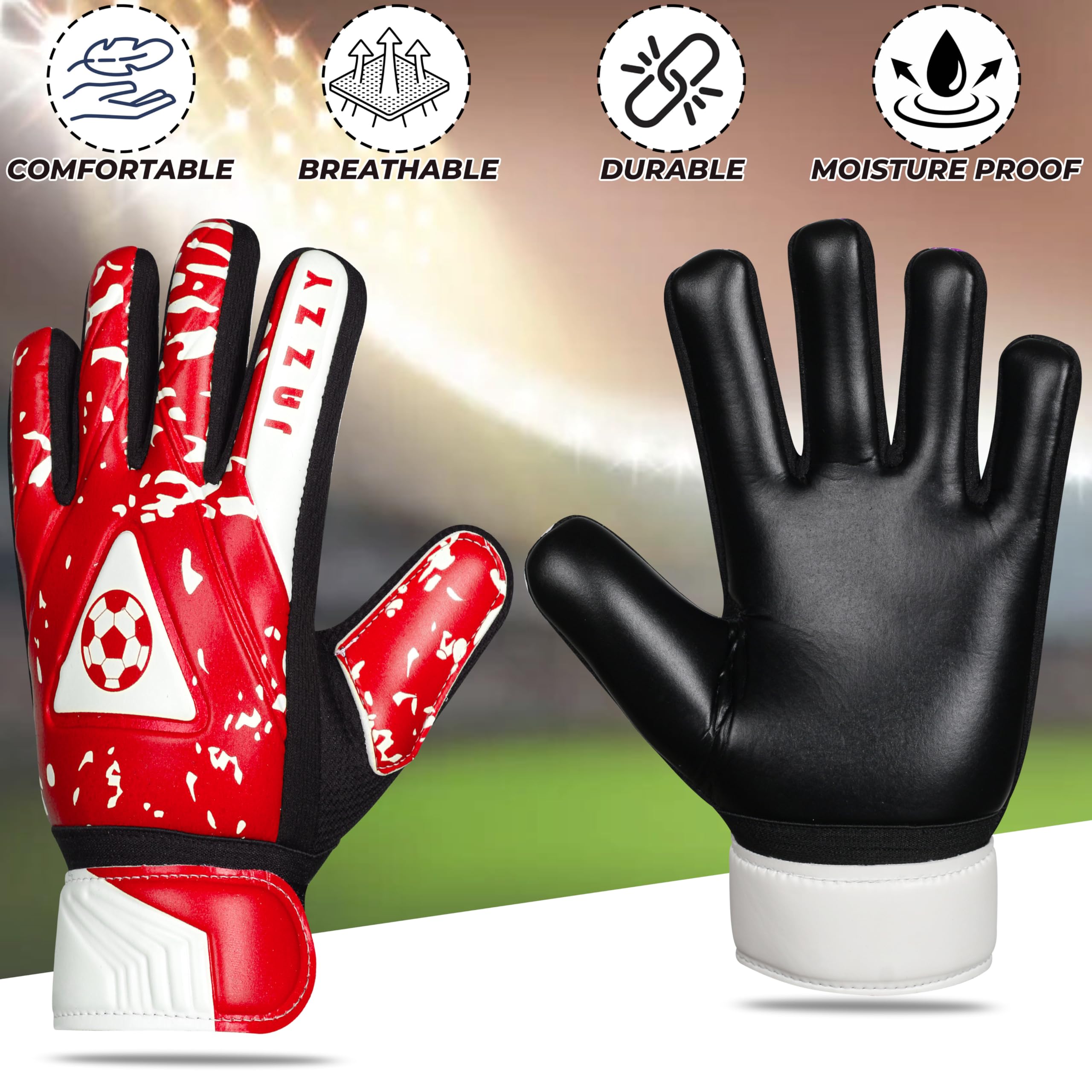 Guantes de portero para jóvenes con doble protección de muñeca, material de látex antideslizante