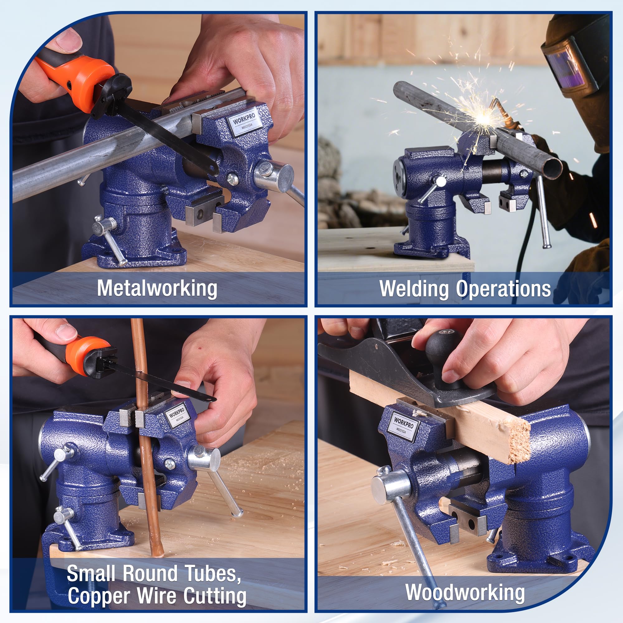 WORKPRO Dual Jaws Table Vise - Powerful Grip & Swivel -6 WORKPRO Dual Jaws Table Vise - Powerful Grip & Swivel -6