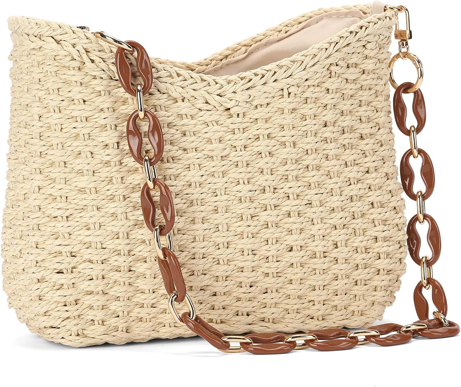 RNIEGA Straw Summer Purses for Women Cute Straw Crossbody Bag Woven Beach Shoulder Bag for Women Vacation