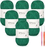 Reessy Skinny Chenille Yarn for Crocheting - 6 Pack of 50g/158yd (948yd Total) - Soft Matte Thin Chenille CYC #2 - Fine Weight Baby Yarn for Plush Toys, Baby Blankets & Small Crafts(Soft Pink)