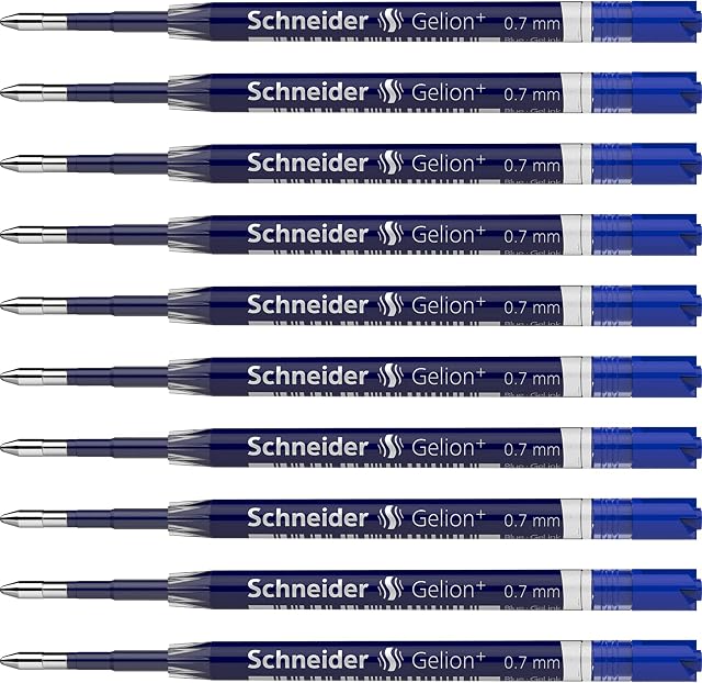 Schneider 103903 Gelion Plus wkład żelowy (wkład o dużej pojemności w formacie G2), opakowanie 10 sztuk, niebieski