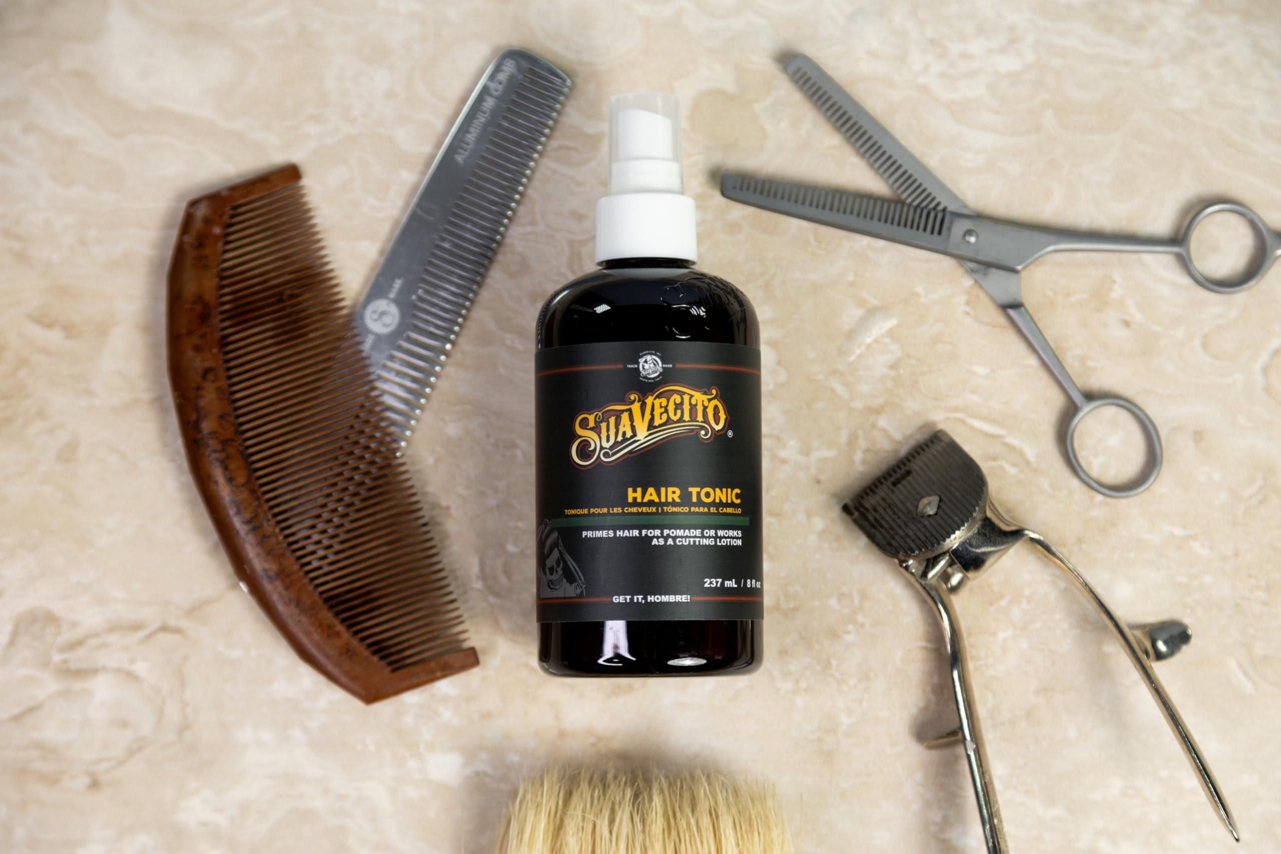 Suavecito Tonique capillaire Suavecito Nourrit et ravive les cheveux avec un parfum rafraîchissant Formule légère Ajoute brillance et douceur Stimule le cuir chevelu et améliore la maniabilité 237 ml