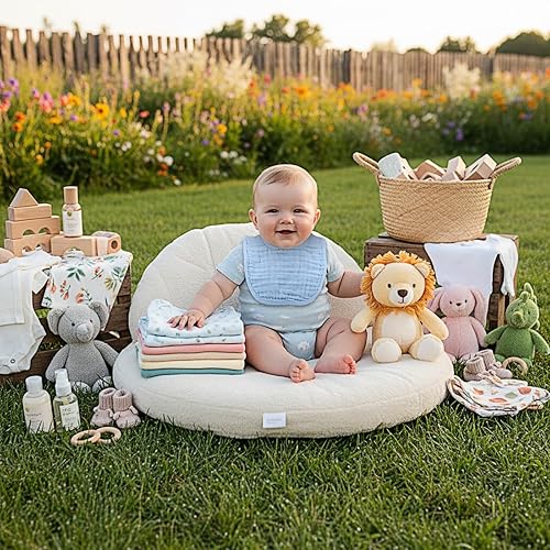 Miniatura 6 de Frienda 8 baberos de muselina para bebé, bandana de algodón, baberos a granel para recién nacidos, 6 capas absorbentes, accesorio de alimentación