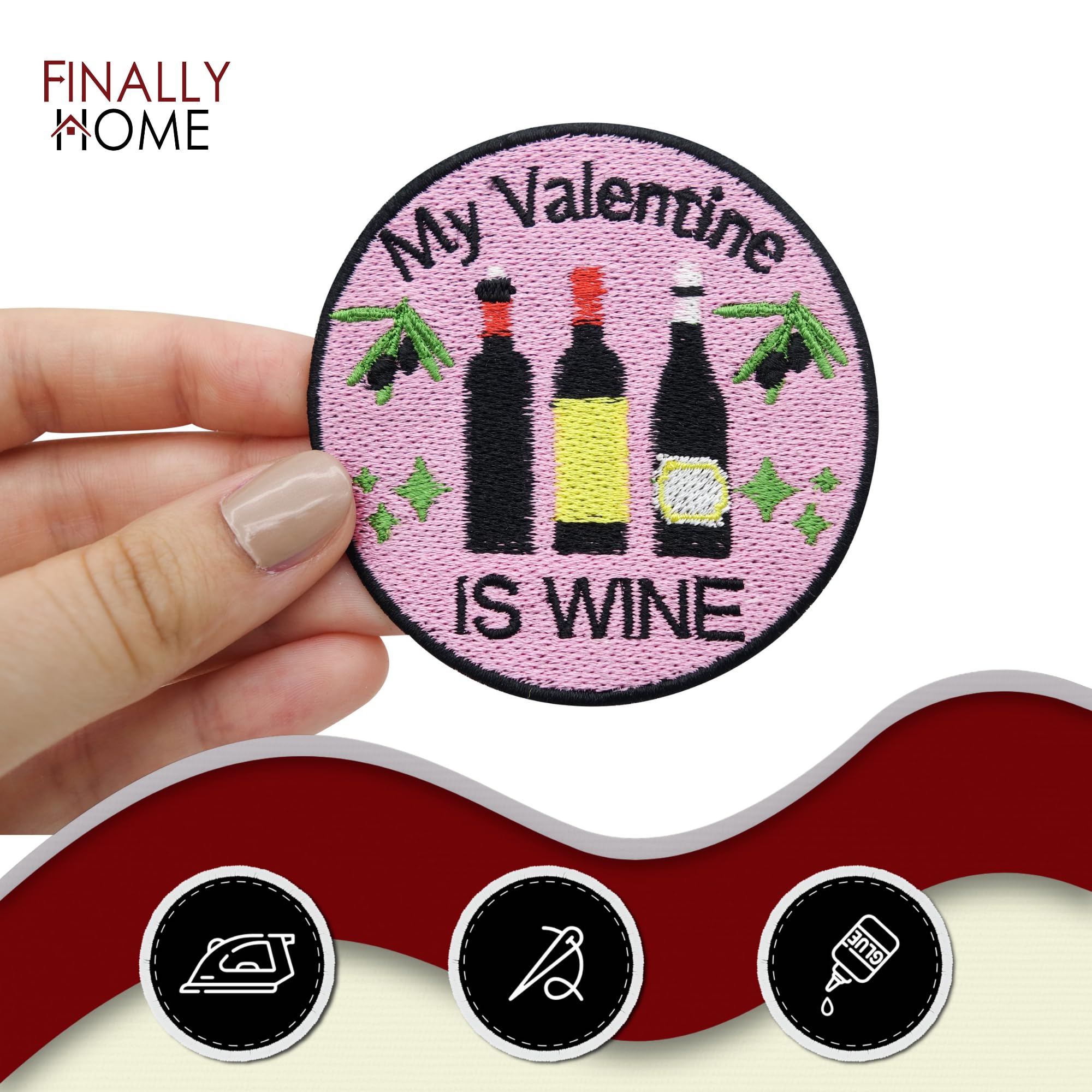 My Valentine is Wine - Toppa termoadesiva per bottiglie di vino, con alcol