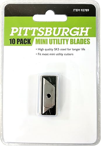 Pittsburgh Mini cuchilla de repuesto para cuchillos utilitarios, paquete de 10, 93789