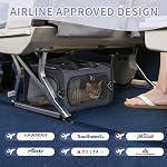 Petsfit Airline Transporteur d'animaux de compagnie approuvé pour les petits chats, 16,5x8,6x11 TSA Transporteur agréé, avec revêtement amovible à deux volets (2-Way Placement) - S'adapte sous la plupart des sièges d'avion, preuve de fuite (naveau)