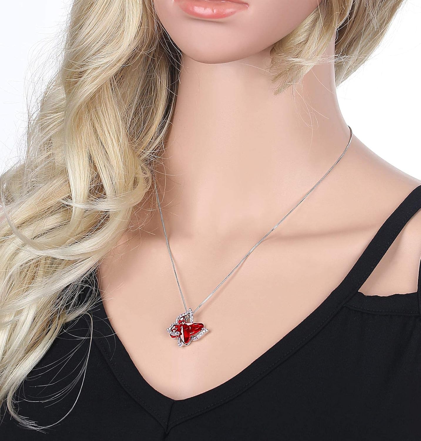 Valentine's Day Gift Butterfly Birthstone Crystal Necklace, Silver Tone with 18”+2” Chain, Necklace for Mother’s Day Anniversary Birthday Gifts for Women and Daughter - Image 8