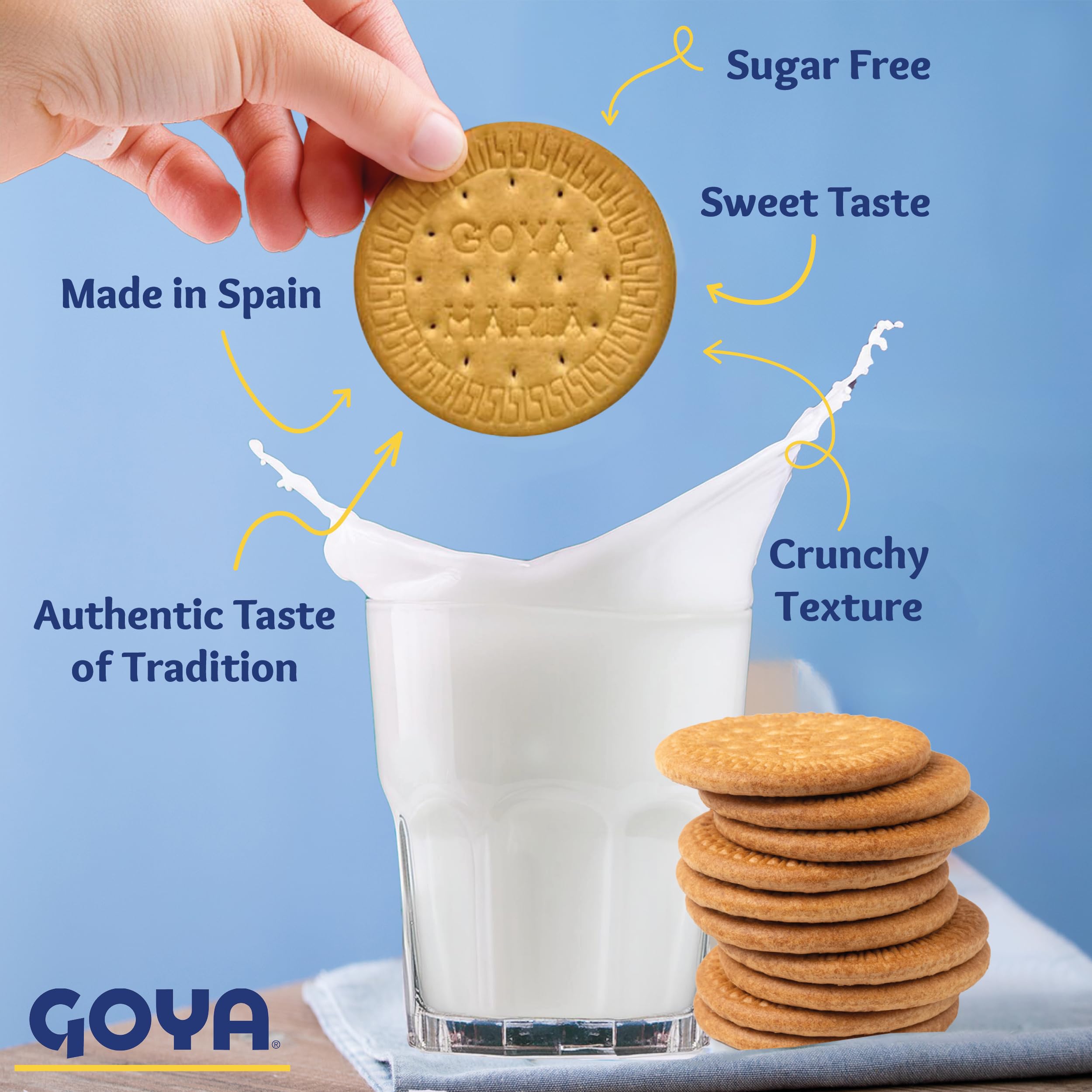 Sugar Free Maria Cookies by Goya, Thin Crisp, Baked Goods, Snacks for School and Work, Lunch Box Snacks, 4 Pack, 7oz. Each