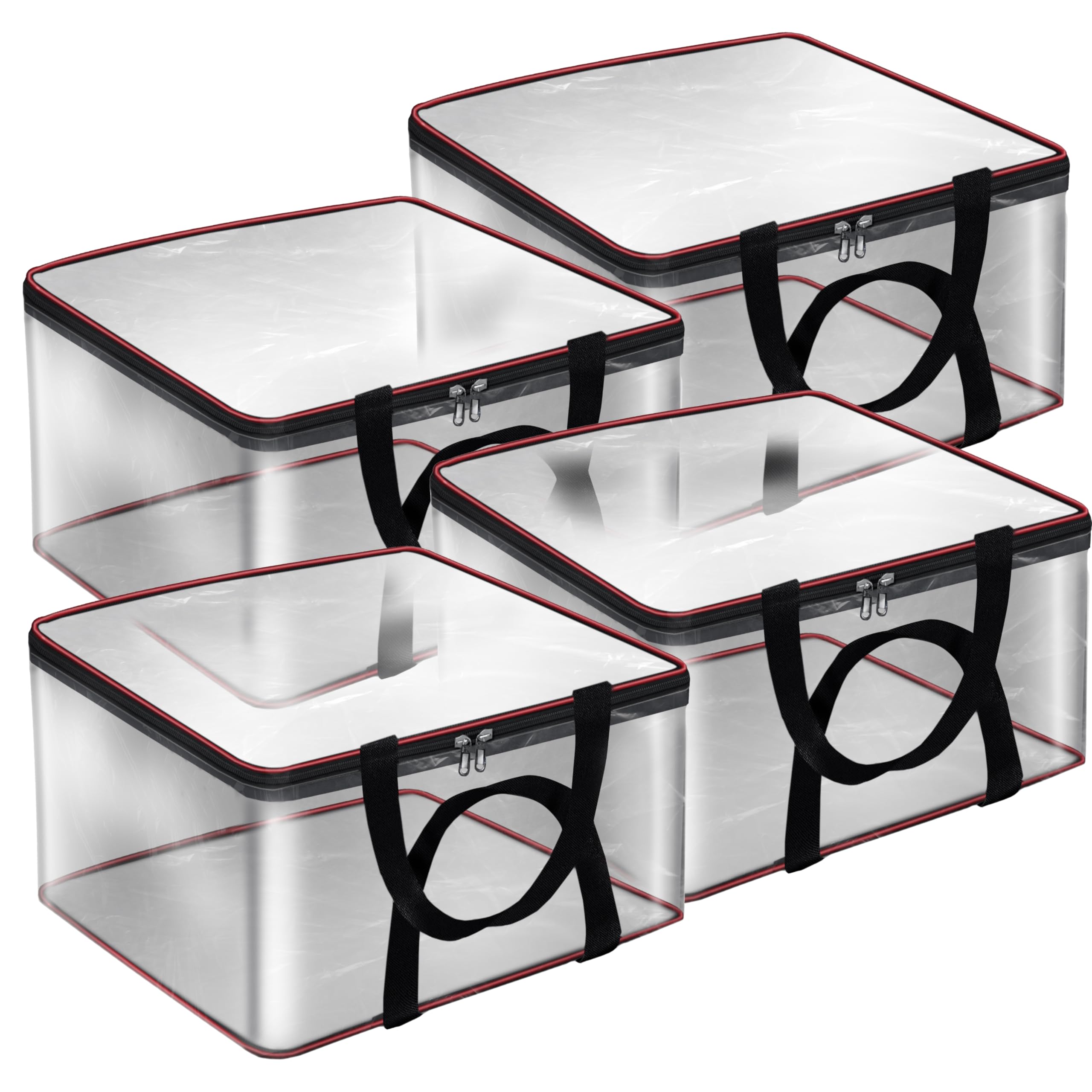 SNDIA 4 Pack Mini Moisture Proof Nylon Transparent Underbed Storage Bag/Stationery Paper/Blankets/Clothes Storage Bag (40 x 31x 24 cm,Redblack) (B0D93T5CZ6) Amazon Price History, Amazon Price Tracker
