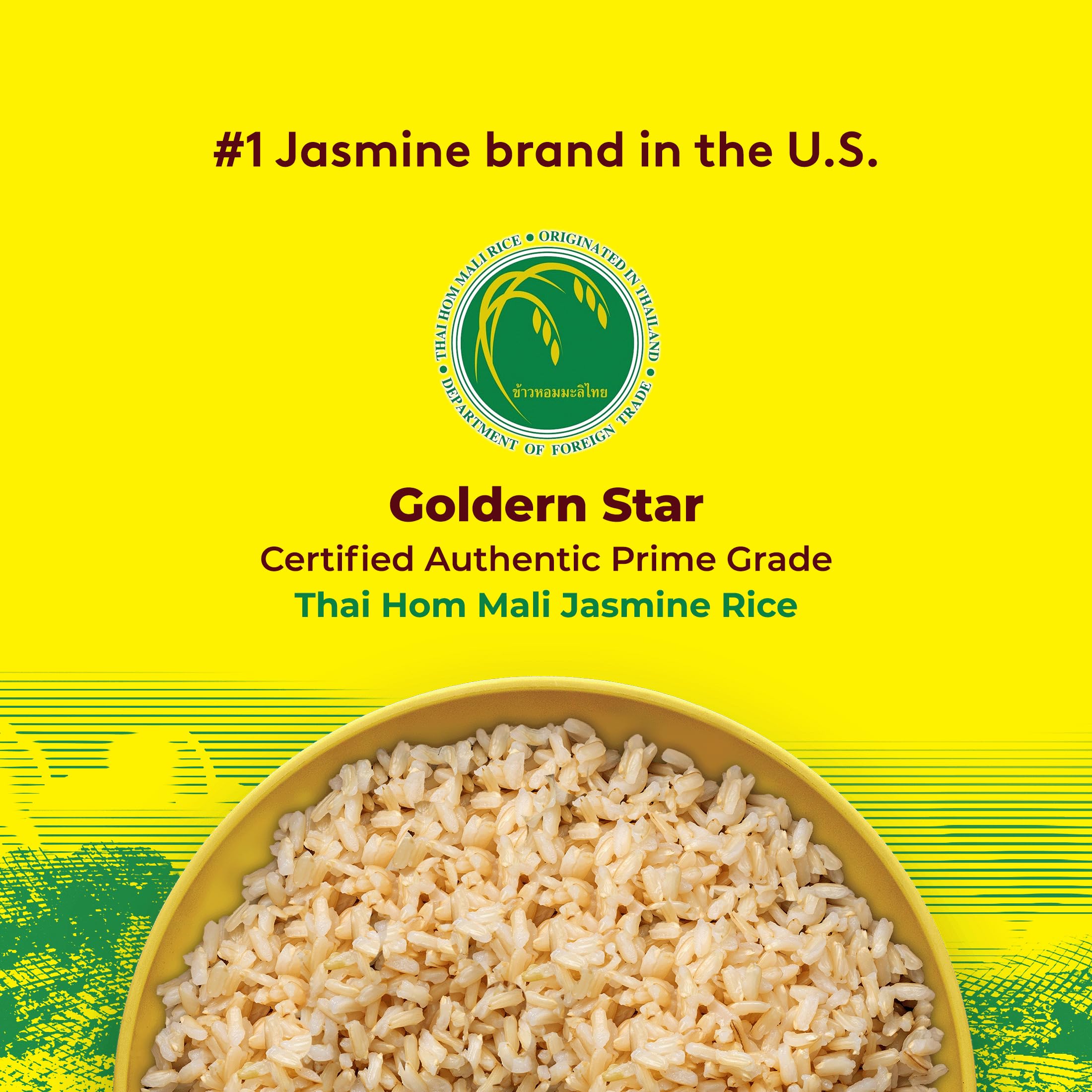 Golden Star Organic Thai Hom Mali Brown Jasmine Rice - Microwaveable Rice - (6 Pack) 8.5 oz Pouch