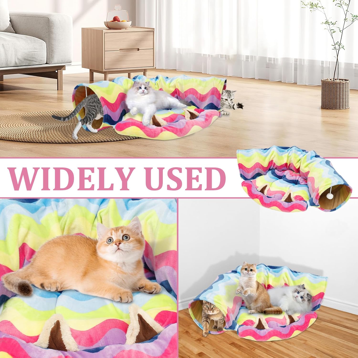 Bunny Tunnel Bed, Cat Tunnel Tubes Toys, Cotton Plush Bunny Tube Tunnel, Removable Rabbit Tunnel Bed, Creative Bunny Tunnel Toy, Interactive Rabbit Tunnel Tube for Cat Bunny