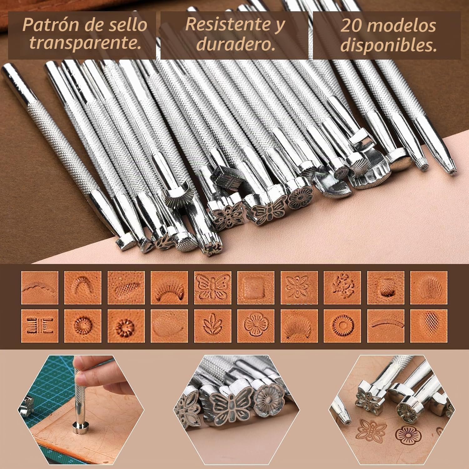 TINMAGI Herramientas de Artesanía de Cuero, Kit de Costura con Bolsa de Almacenamiento Personalizada, Herramientas de Trabajo de Cuero para Cortar, Perforar, Tallar