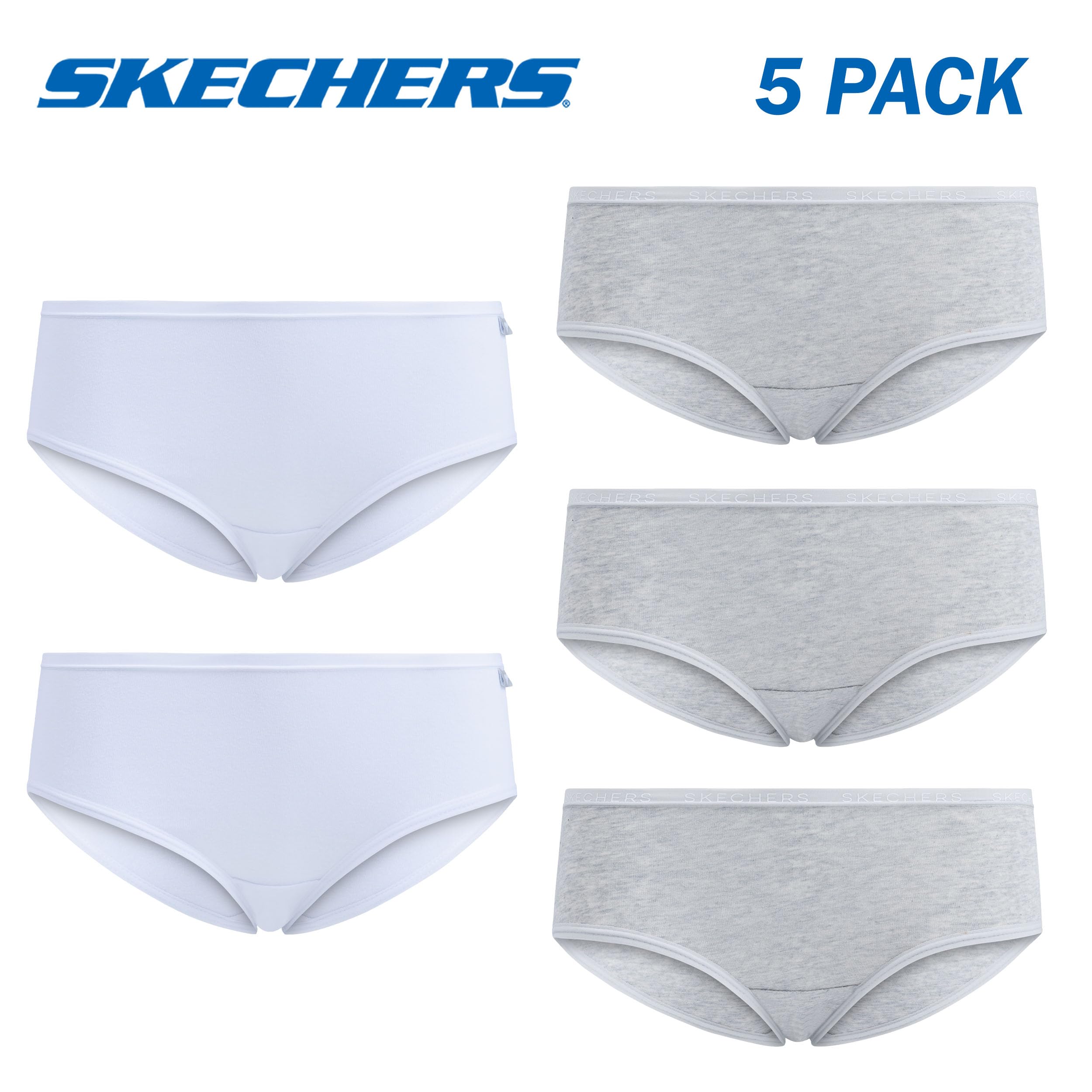 Skechers Mädchen-Unterwäsche, 5er-Pack und 4er-Pack, Baumwollhöschen, Größen 34-42