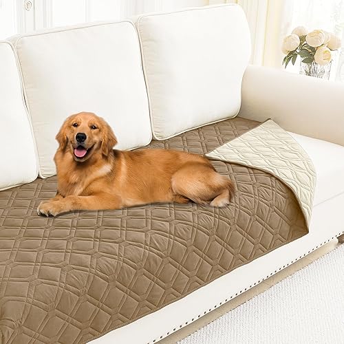 Miniatura 50 de Smiry Funda impermeable para cama de mascota, suave y lavable, para cama, sofá, reversible, perros pequeños, medianos, grandes, gatos, diseño