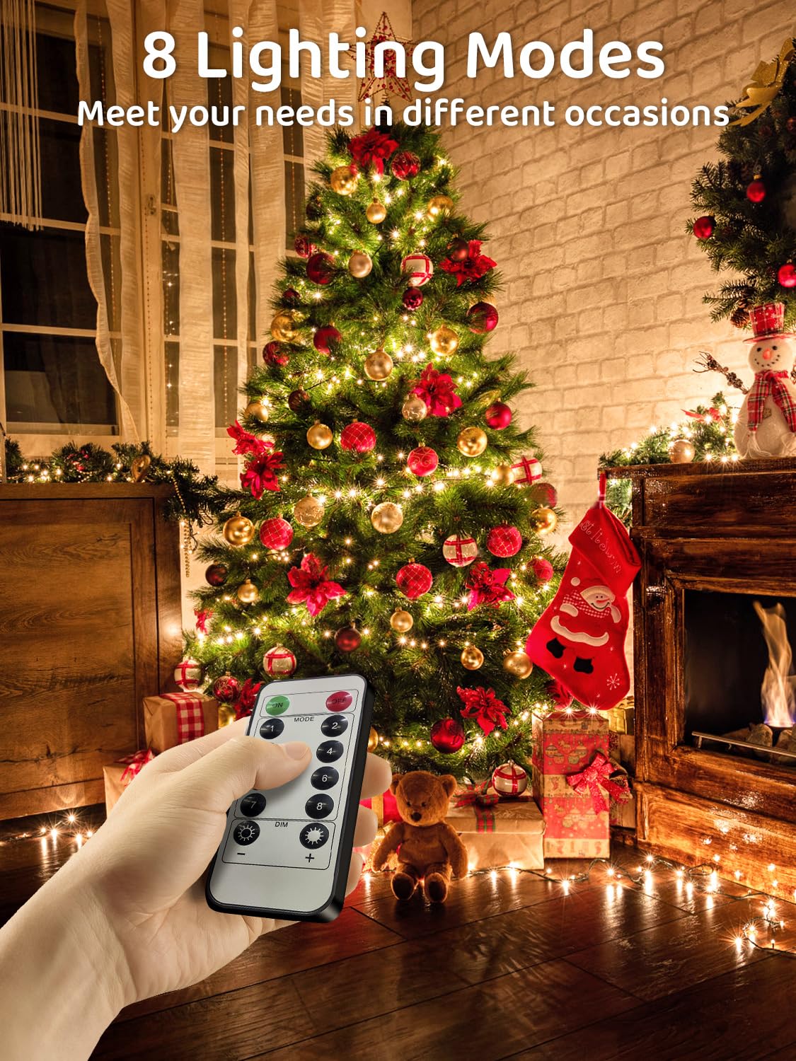 ARKOCHIC 35M Luci Albero di Natale, 300 LED Luci Natalizie da Esterno ed Interno, 11 Modalità Natale Decorazione per Giardino, Balcone, Casa, Festa (Bianco Caldo)