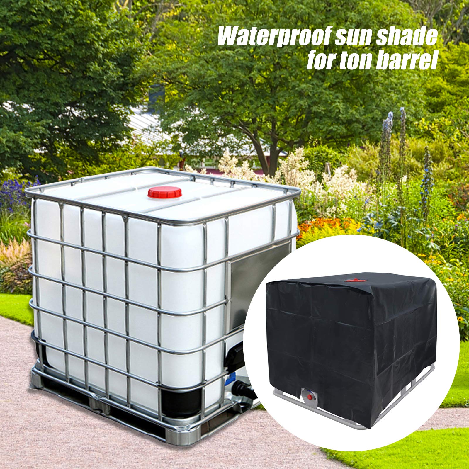 Cubierta de Contenedor IBC,600L Cubierta Protectora Depósito Agua IBC,Oxford 210D Funda Impermeable IBC,Resistente Al Agua,Al Polvo y A Los Rayos UV,para El Hogar Accesorio para Tanque IBC