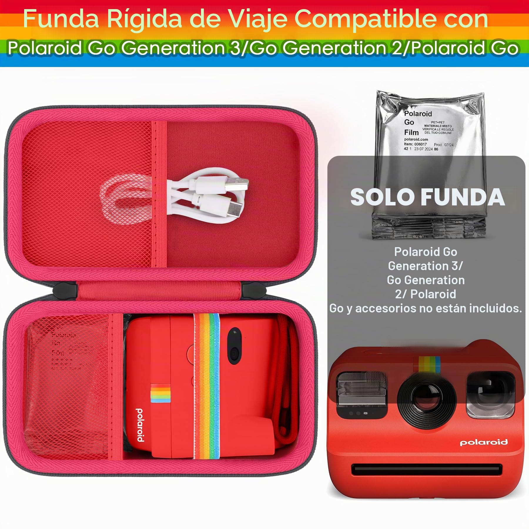 Khanka Custodia per Polaroid Go Gen 3/Gen 2/Go Mini - Rosso + Verde menta