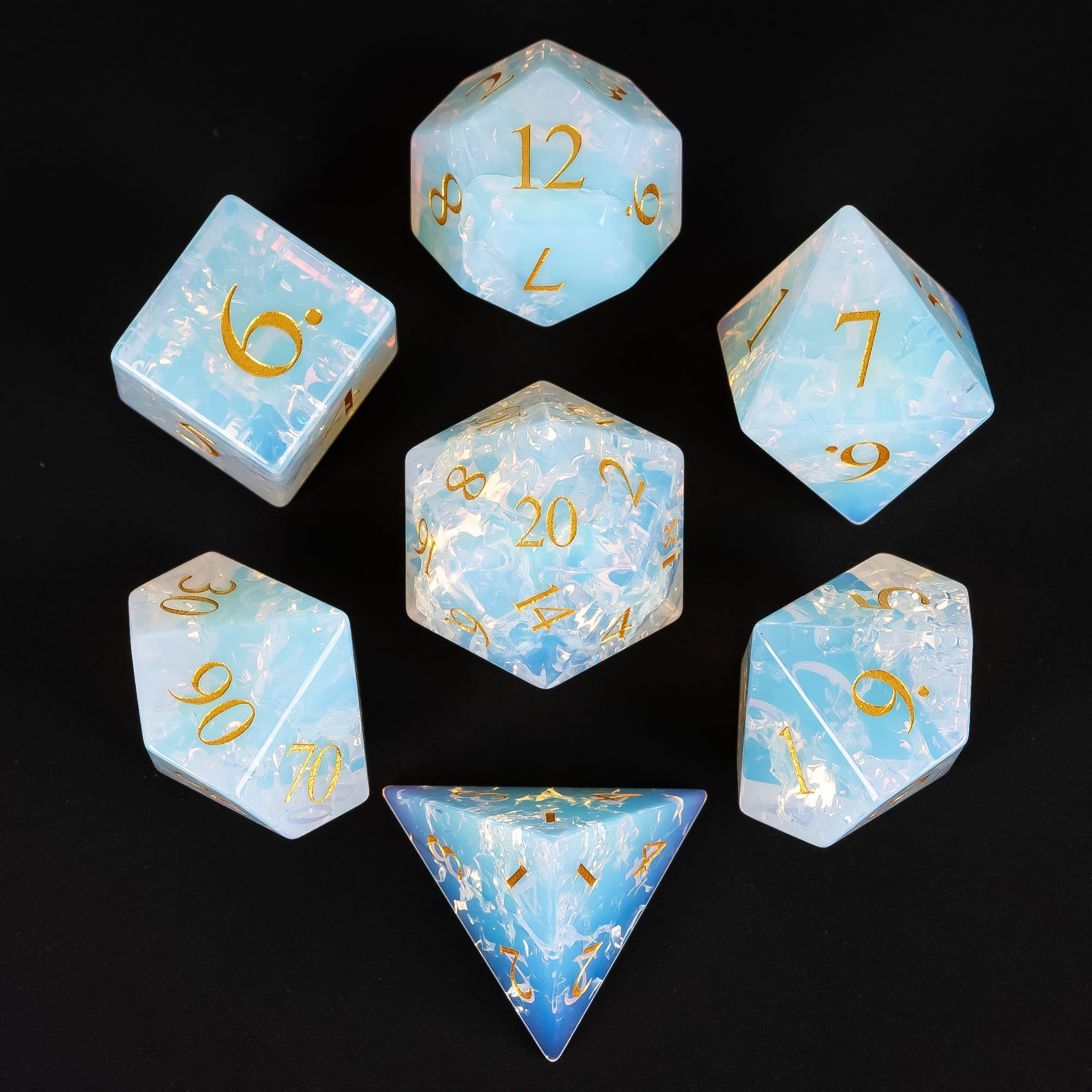 UDIXI Opal Gemstone DND Dice Cracked Stone Dice Set for D&D Tabletop Games
