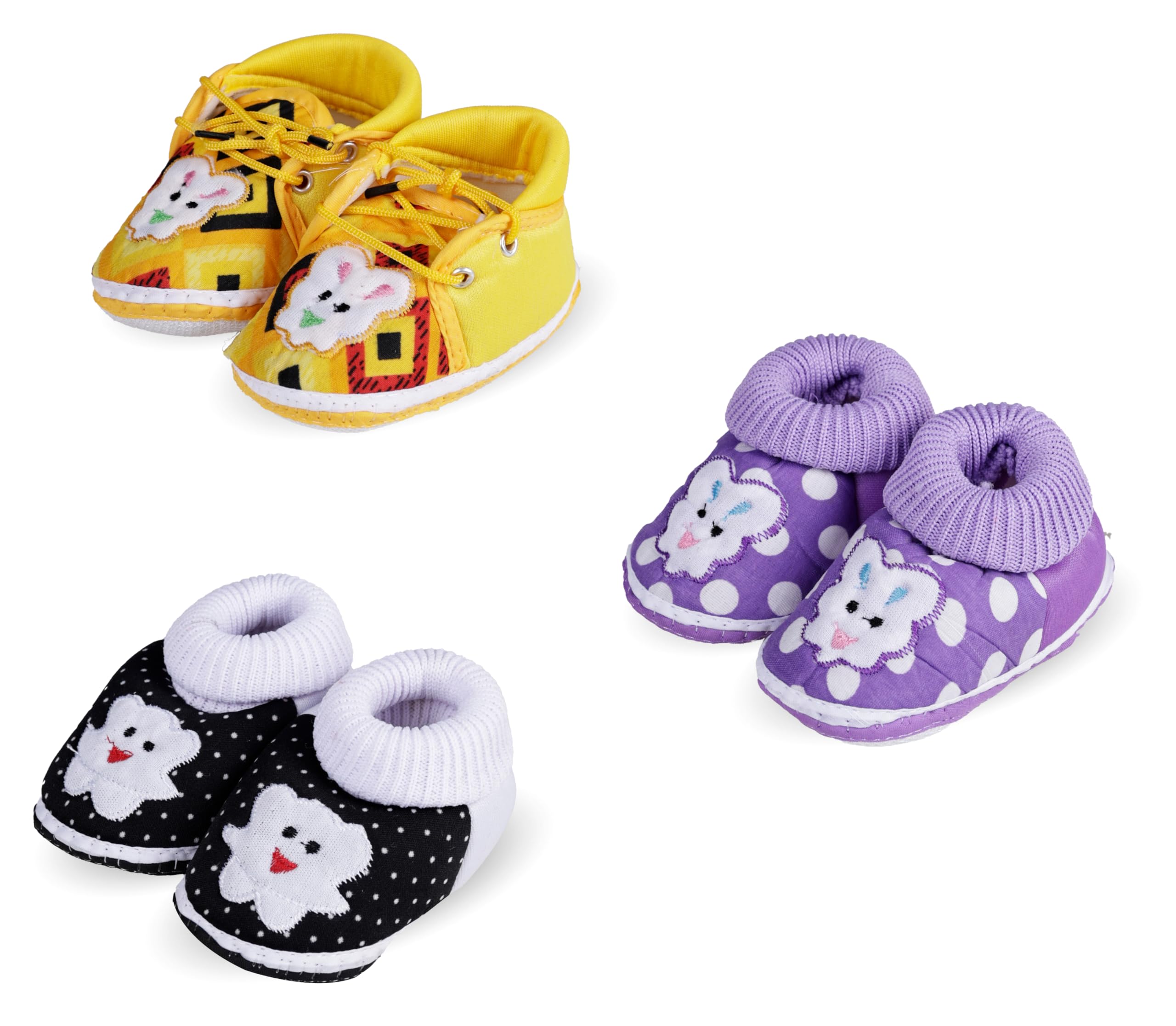 Baby Boys & Girls Cotton Anti-Slip Soft Sole Light Weight Shoes Booties for 0 to 12 Months, Infants Newborn Fancy Shoes