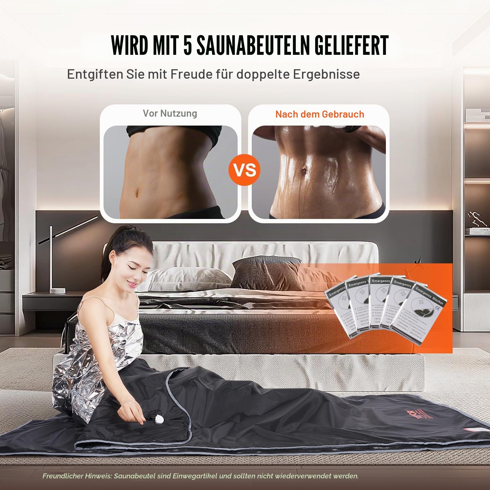 VEVOR 520W Infrarot Saunadecke 1900x900mm Sauna Blanket 1-6 Stufen (35°C-85°C) Infrarotdecke 40-Minuten-Fettverbrennung Heizdecke 5-Schicht-Sicherheitsmaterialien Heizmatte Körper Abnehmen Fitness