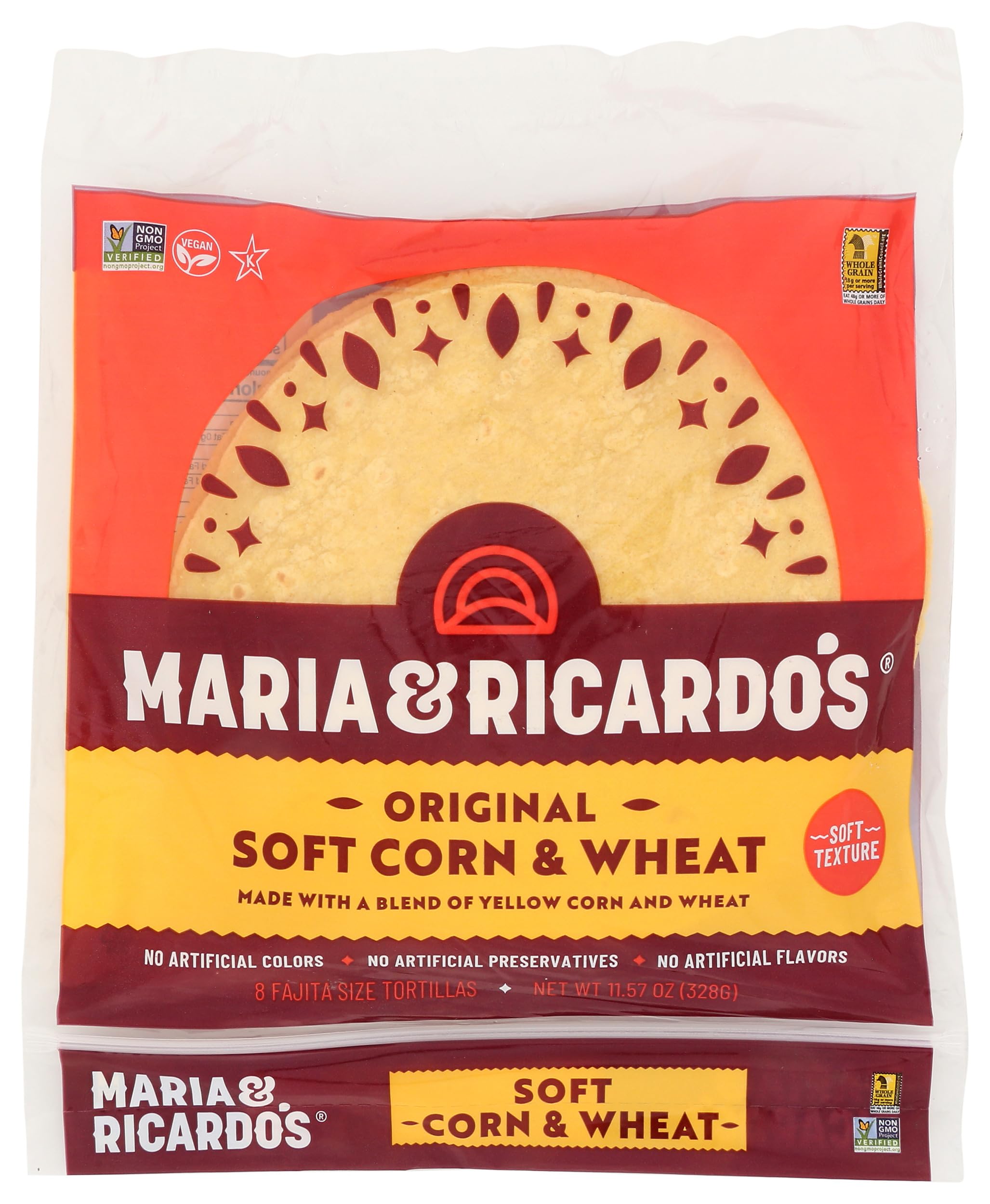 MARIA & RICARDO'S Soft Corn & Wheat Tortillas, 8Count, 6 inch, 11.57Ounce