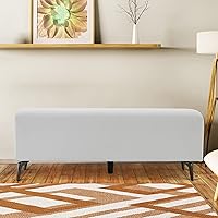 Vista 5 de BarberPub Banco de recepción, asiento de piel sintética para sala de espera para salón, vestíbulo de oficina y entrada, banco de invitados sin