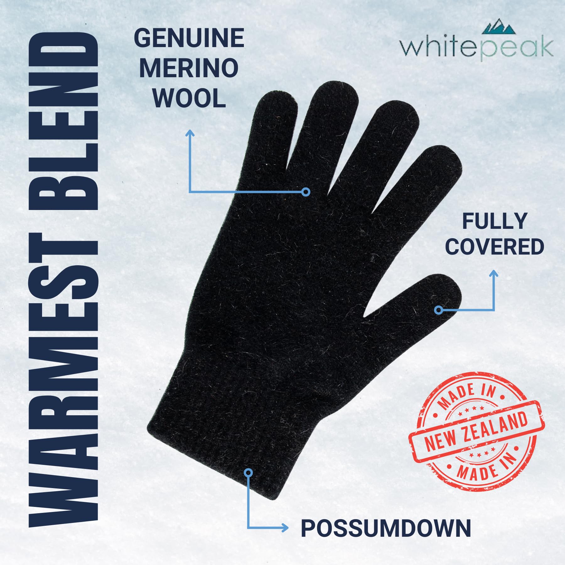 Genuine Merino Wool and Possumdown Blended Gloves | UNISEX | Comfy, Light, and Quick-Drying