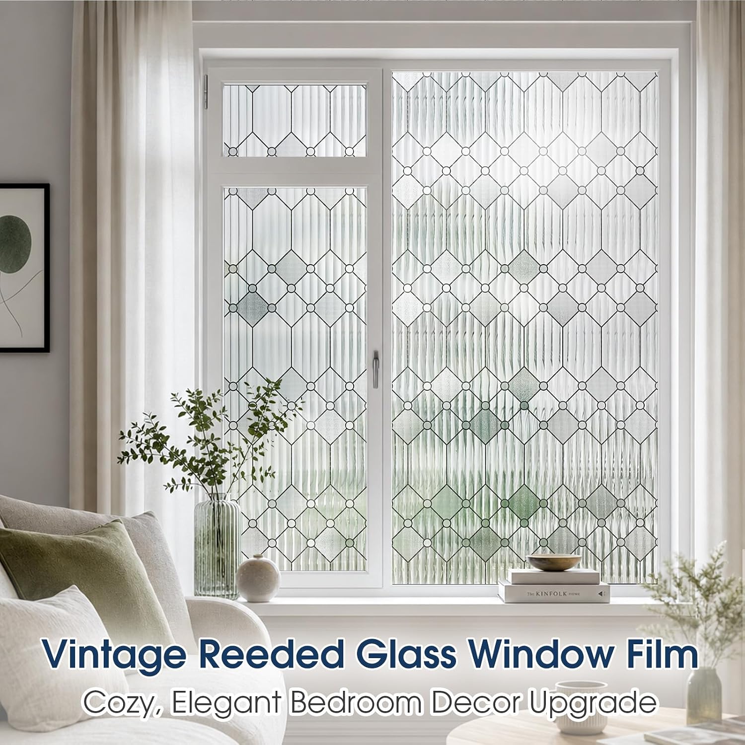 Reeded Glass Privacy Window Film Static Cling for Home image 2