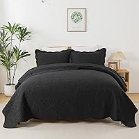 Vista 29 de HoneiLife - Colcha bordada tamaño King - Juego de edredón de microfibra de 3 piezas, colchas ligeras, cubrecamas reversibles, funda de cama retro