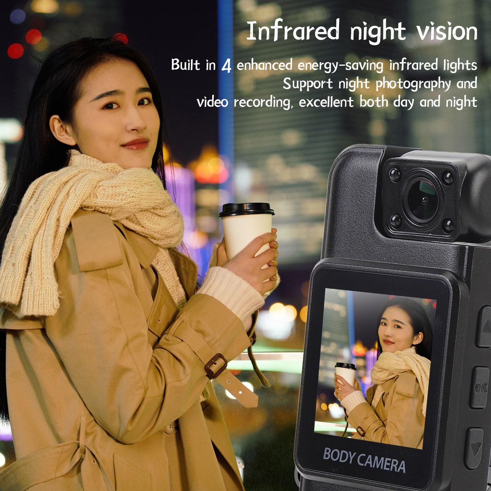 LICAEVEY Mini Cámara Corporal 4K HD con Lente Giratoria de 180 Grados, Grabadora de Vídeo de Bolsillo con Clip Trasero y Pantalla de 1,3 Pulgadas para Seguridad, Registros de Trabajo,
