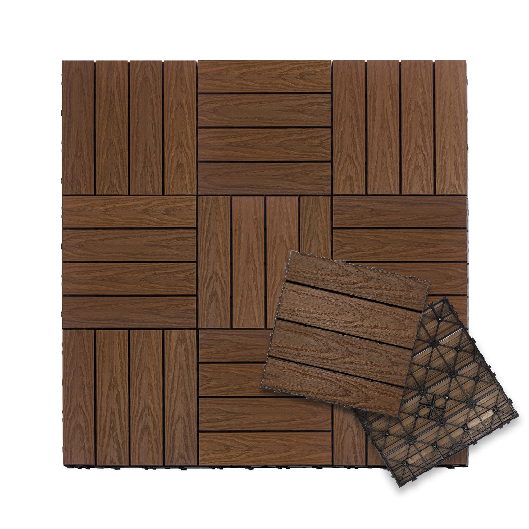 NewTechWood UltraShield Naturale Interlocking Deck Tiles Brazilian Ipe 10 Pack