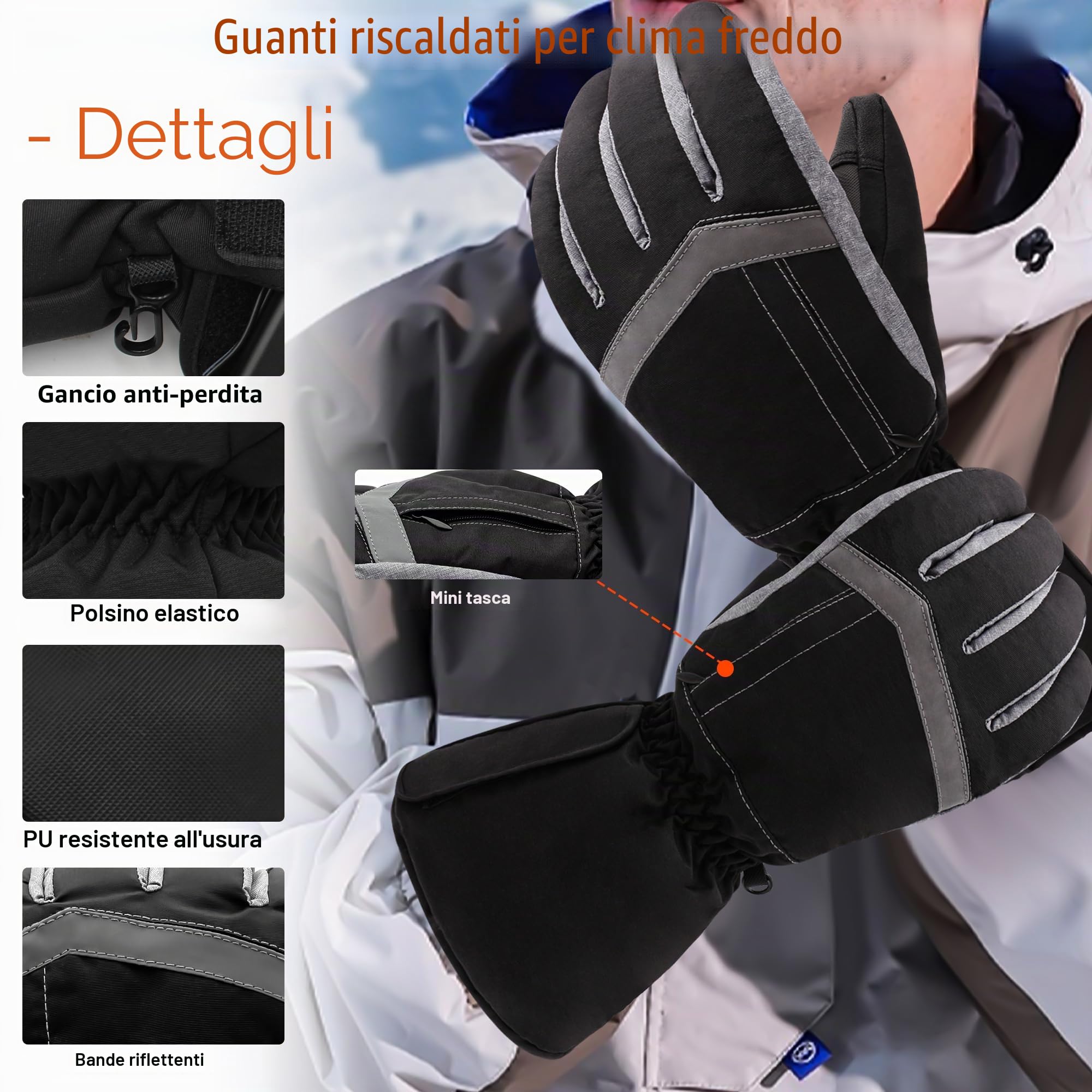 Svpro Guanti riscaldati USB per uomo e donna, con riscaldamento a batteria ricaricabile, guanti caldi elettrici, antivento e impermeabili, touch screen per sci, escursionismo, ciclismo, lavoro