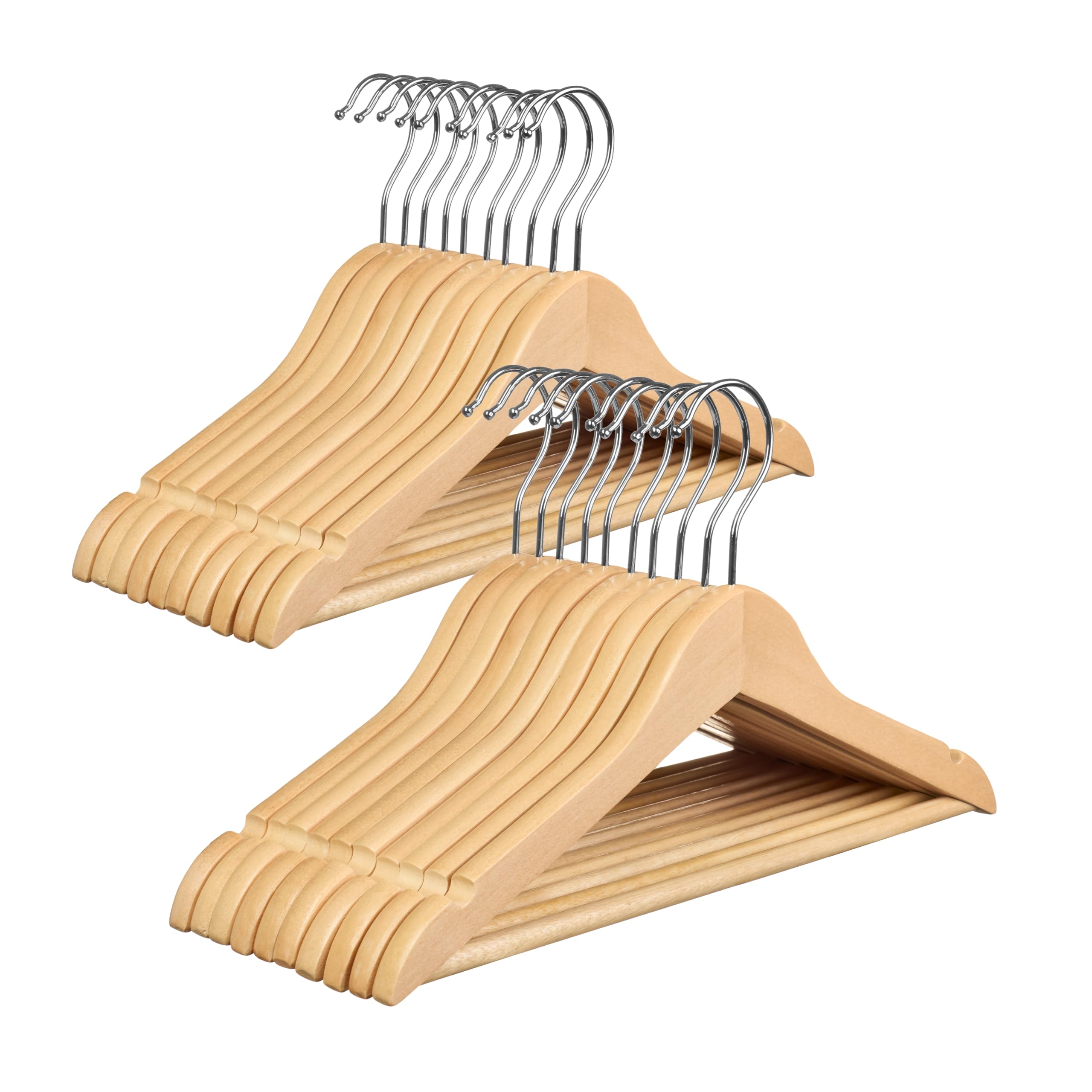 OGIVO Kleiderbügel Kinder Holz– 20er Set – Kinder Bügel aus Holz 32 cm – Holzkleiderbügel 360° drehbarer Haken - Kleiderbügel für Babys und Kleinkinder (Natur)