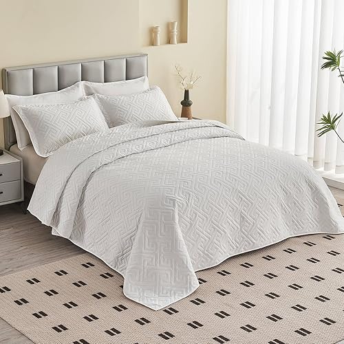 Miniatura 3 de Colchas extragrandes tamaño King de 128 x 120 pulgadas para cama extra grande y alta, tamaño California KingKing, edredón ligero y acolchado, 1