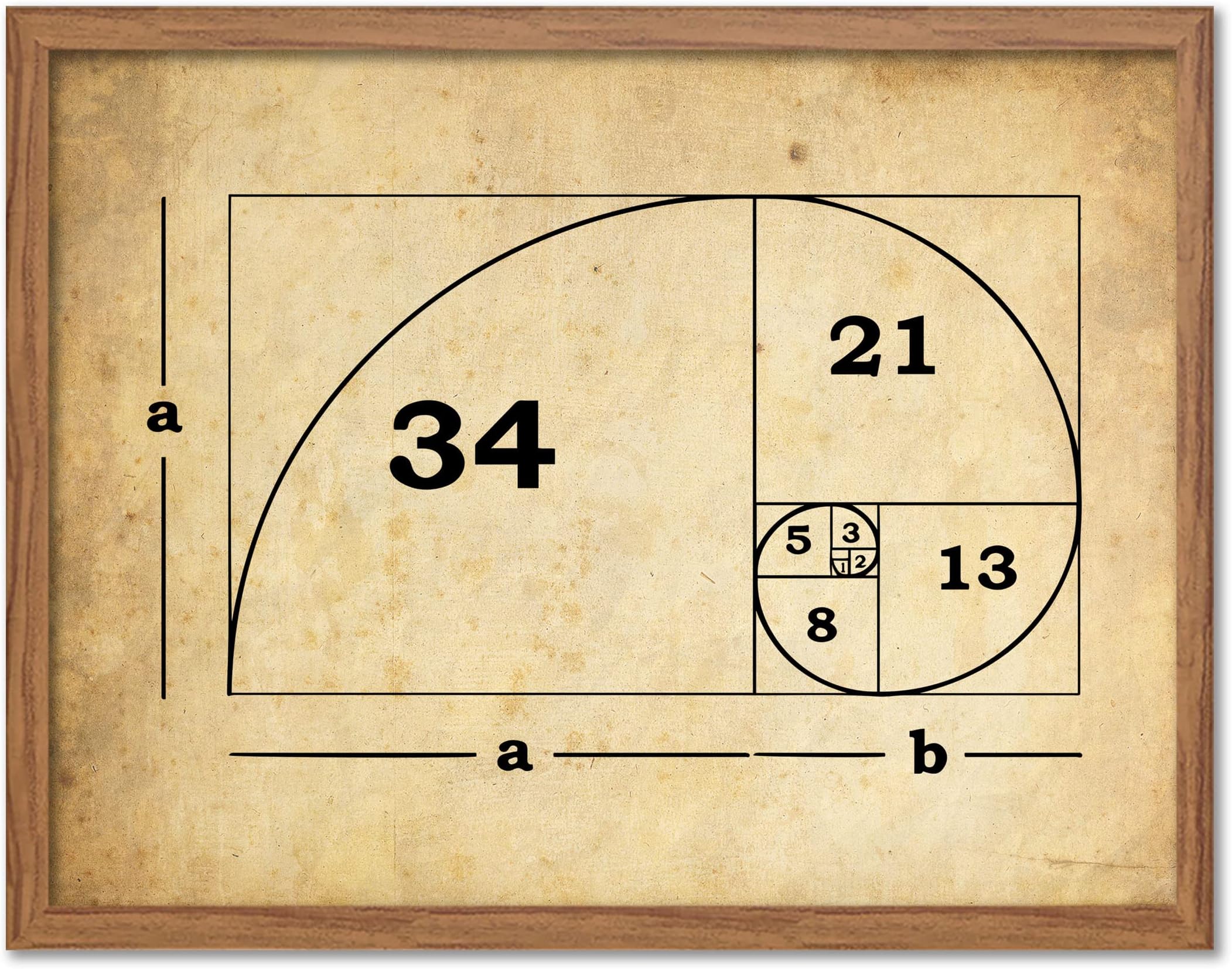 Vintage Fibonacci Sequence Spiral Golden Ratio Mathematical Blueprint Illustration Art Print for Mathematics Classroom Display, Home Study Nook, Office Inspiration Corner, Dorm Science Boost, Study Desk Reference, Young Mathematician Surprises, Aspiring Equation Solver Tokens, Math Teacher Honors, Science Fan Presents, Parent Discovery Milestones, Birthday Gifts, Graduation Formula Markers, Festival Fact Keepsakes, Mentorship Tokens - 8x10 Unframed Print