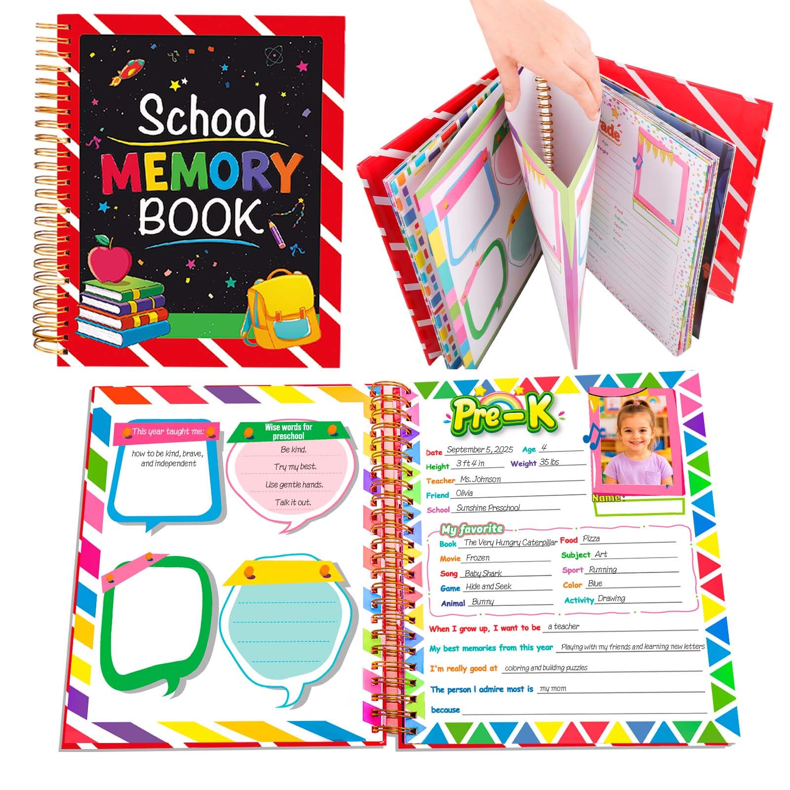 Libro de recuerdos escolar gigante para el primer y último día de