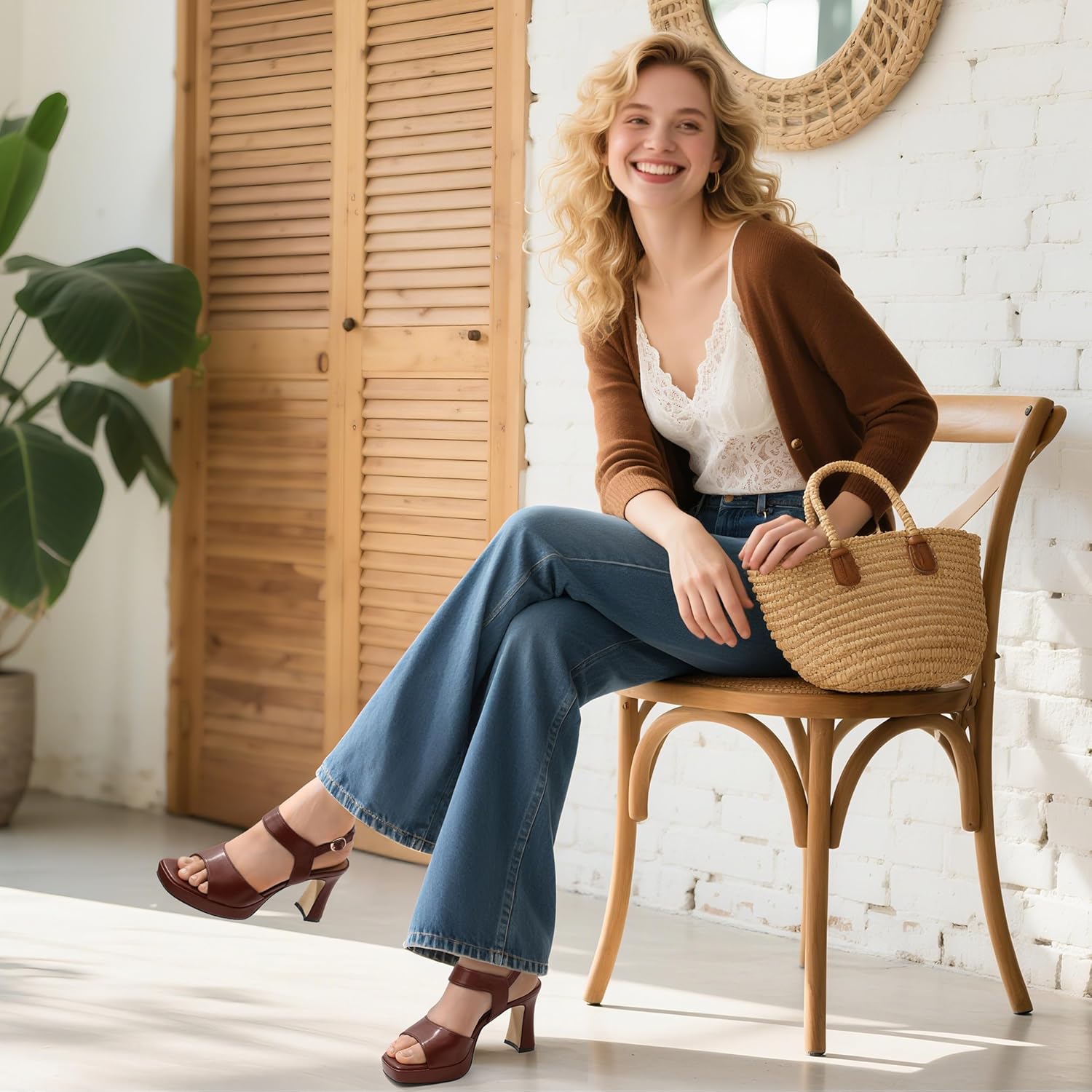 Women's Chunky Block Heel Platform Sandals Square Open Toe Comfortable Wedding Party Shoes Sexy 3.2 Inch High Heels - Image 3