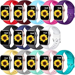 Compatible with Apple Watch Band 38mm 40mm 41mm 42mm 44mm 45mm 49mm for Women Men, Soft Silicone Sport Bands Strap for iWatch Bands Series 8/7/6/5/4/3/2/1/SE/Ultra, 14pack