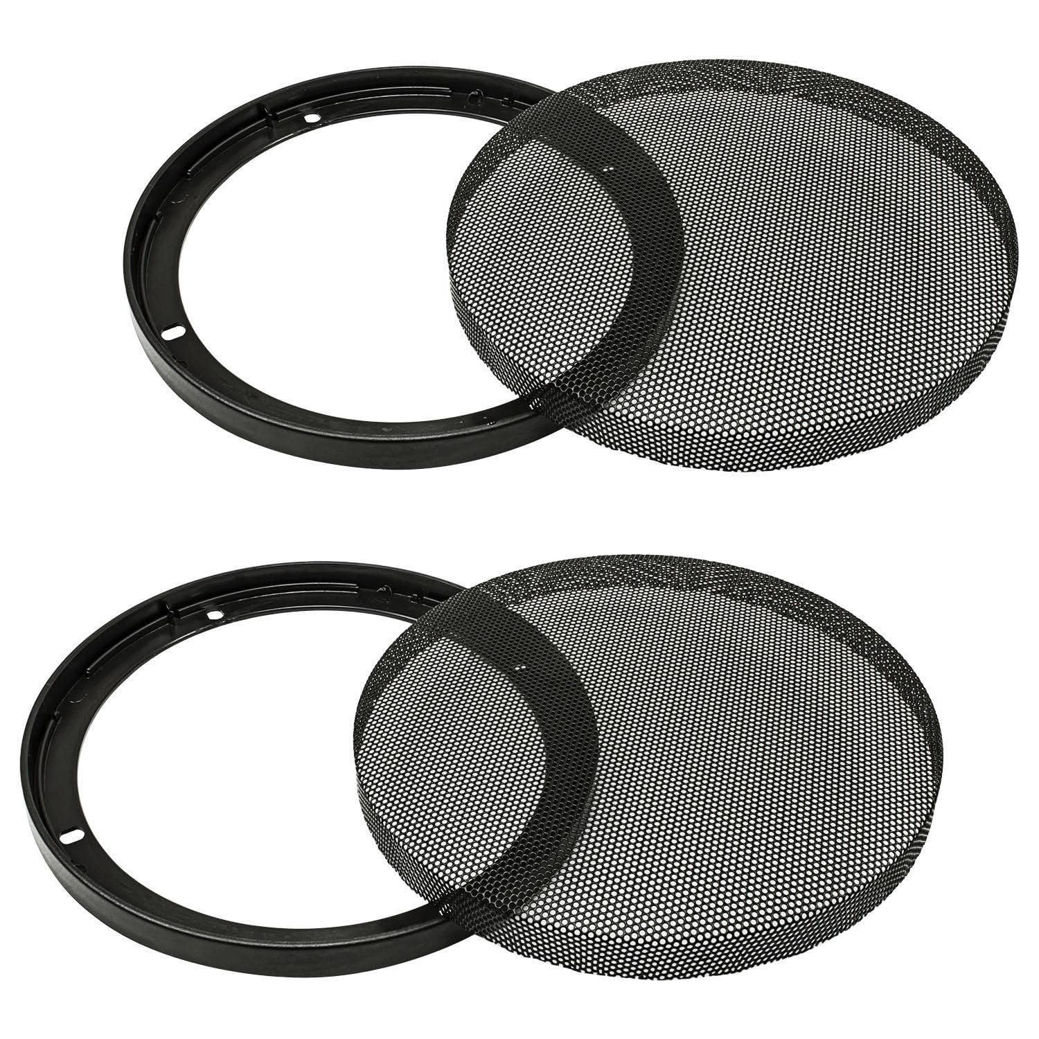tomzz Audio 2800-002 Griglia dell'altoparlante per altoparlante 165mm DIN anello di plastica nero in 2 pezzi con set di griglie in metallo