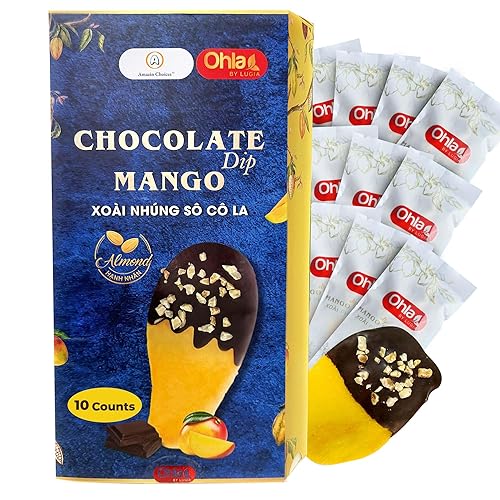 Vegan Dried Mango Slices Covered in Chocolate Almond Gluten-Free by