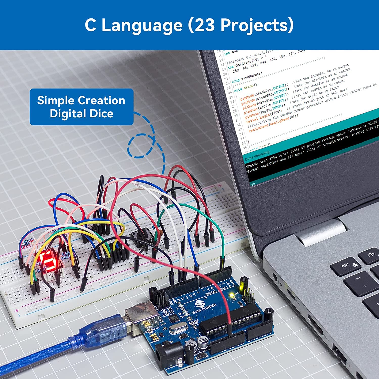 SUNFOUNDER Project Complete Starter Kit Compatible with Arduino IDE, 25 Tutorials Included for UNO R3