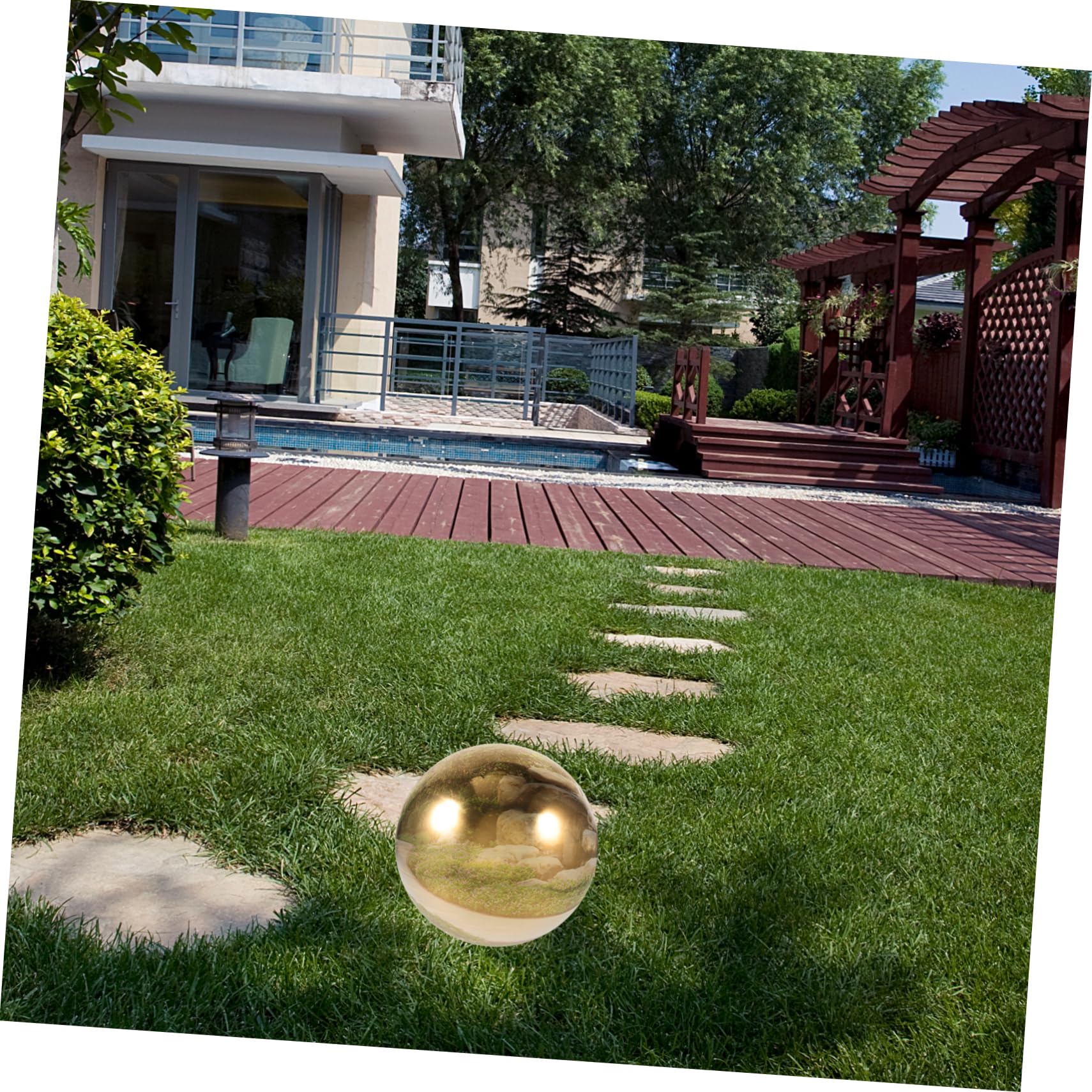 Bola Hueca De Espejo Dorado De Acero Inoxidable, Adornos Navideños Extra Grandes, Bola De Acero Inoxidable para Mirar, Bola De Metal para Jardín, Decoraciones para Patio,