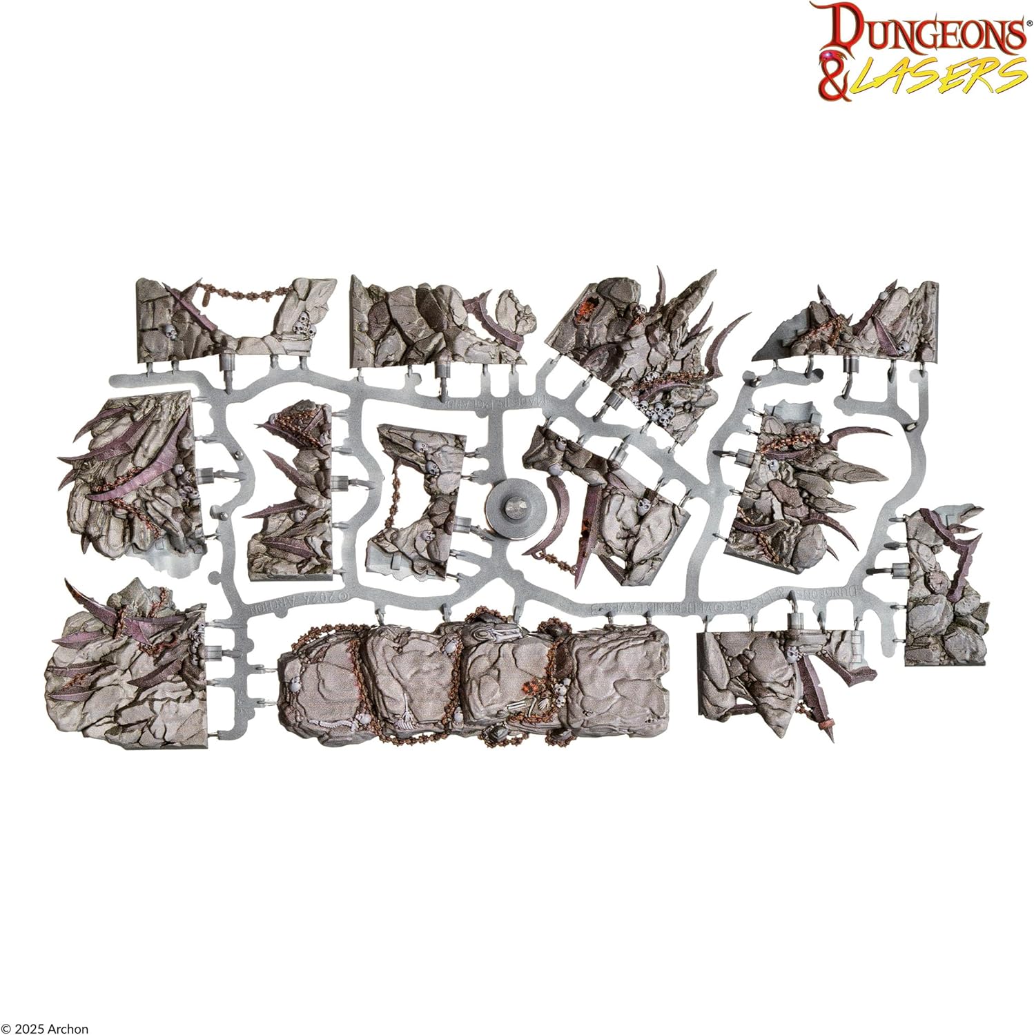 Dungeons & Lasers Demonic Caves Pre-Painted Terrain Set for DND and Tabletop RPG Games - 5E Compatible for 28mm-32mm Scale Miniatures - Modular Design for Fast Assembly
