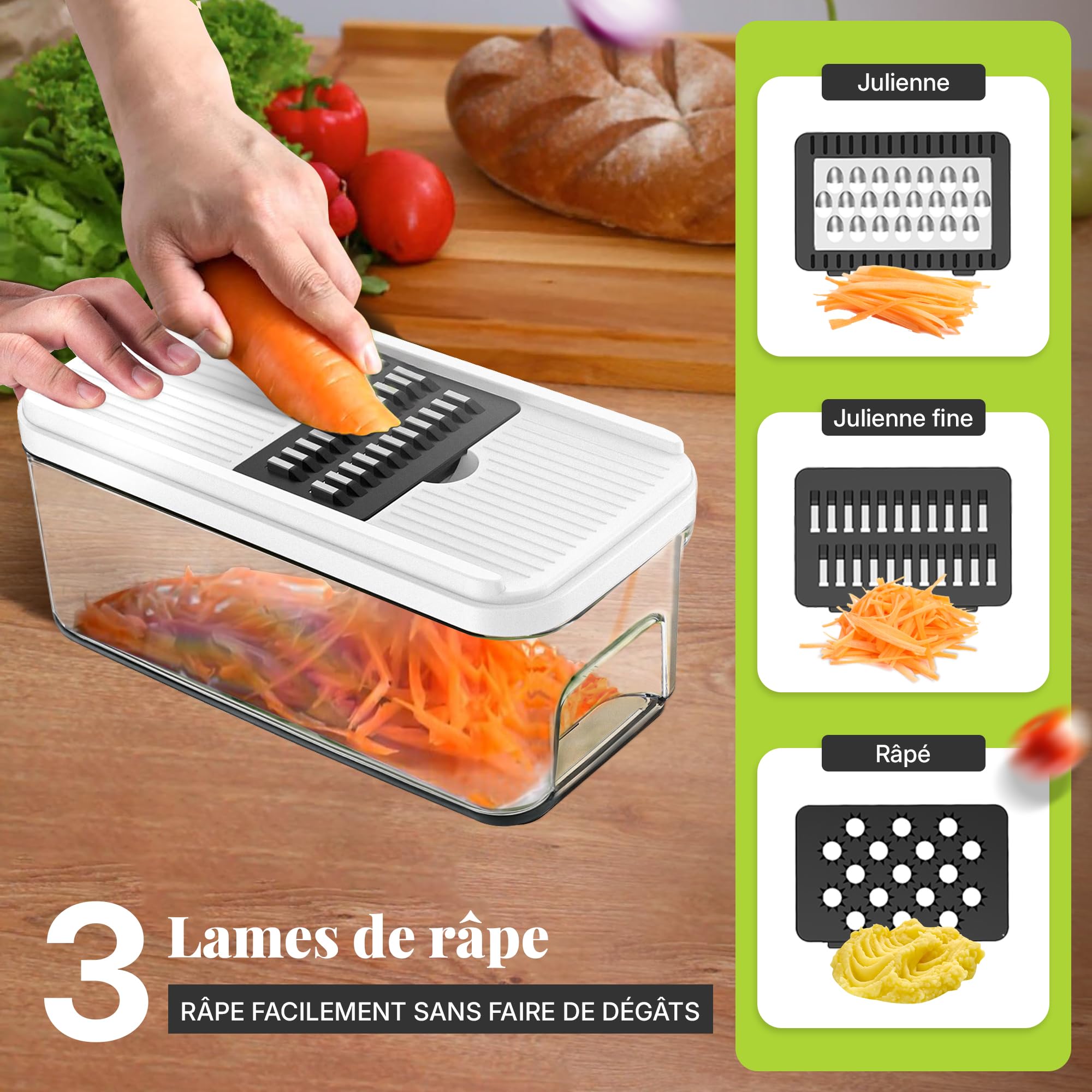 Coupe-Légumes Multifonction 7-en-1 Fullstar - Mandoline Trancheur Découpeur Cube Et Râpe à Fromage