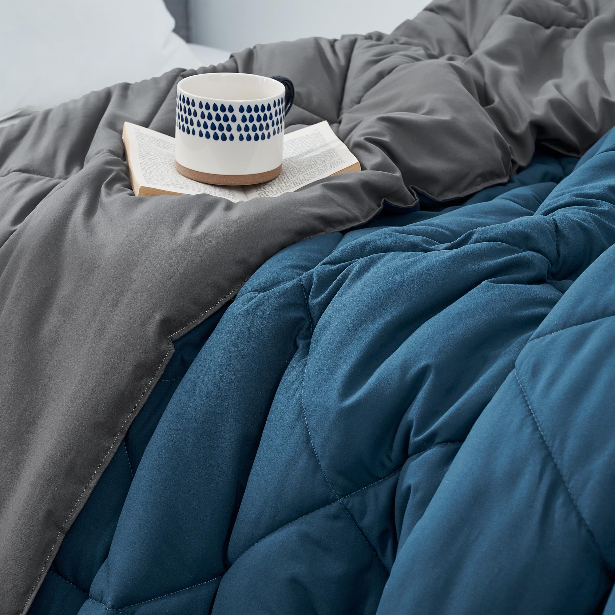 DormCo Granite Gray/Nightfall Navy Reversible Comforter - Twin XL Bedding