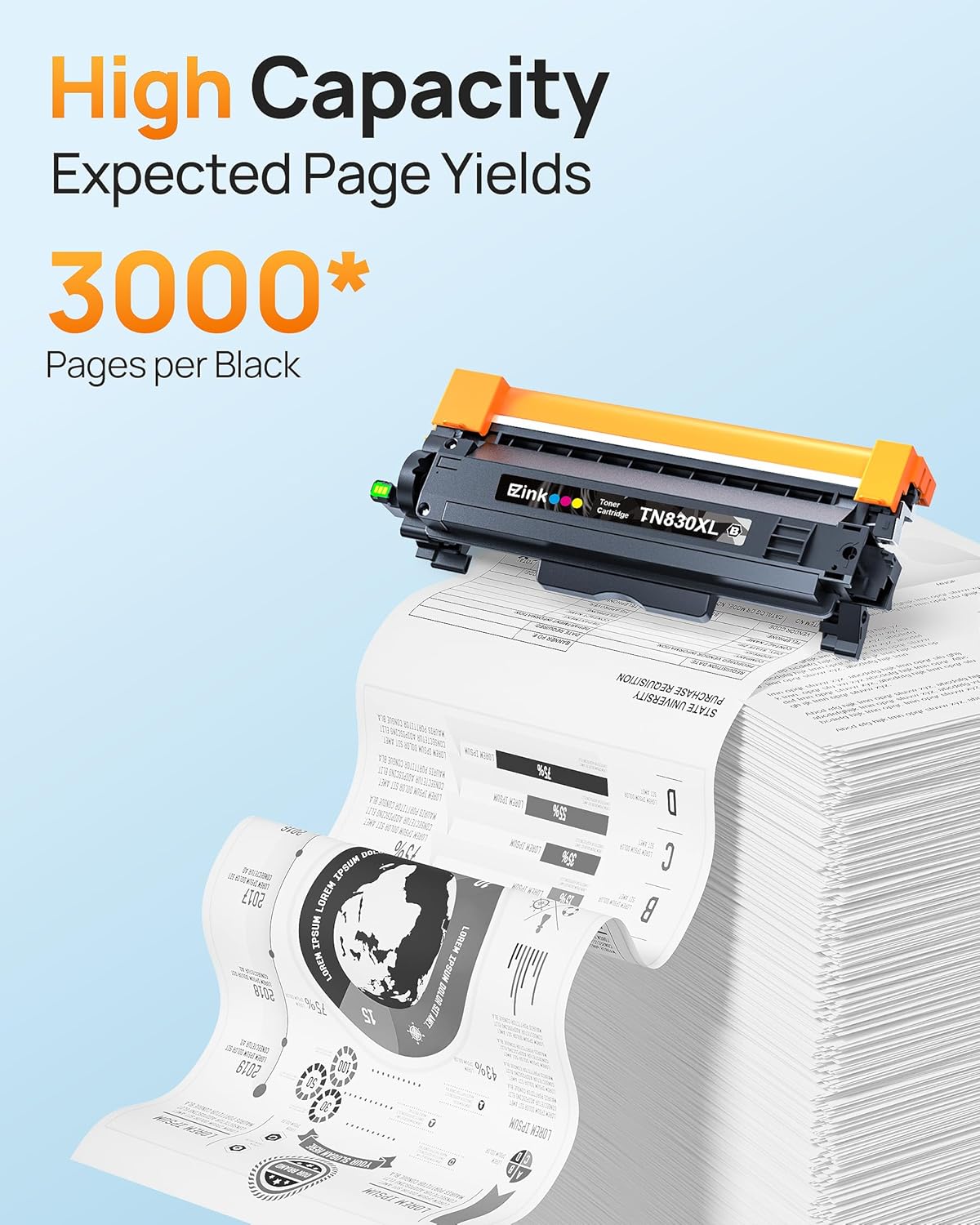 E-Z Ink Compatible TN830XL Toner Cartridge Replacement for Brother TN830XL TN830 TN 830 Toner Cartridges with Brother DCP-L2640DW HL-L2460DW HL-L2480DW HL-L2400D HL-L2405W Printer (4 x TN830XL Toner) - Image 4